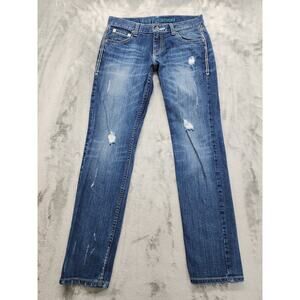 Cruel Girl Rhyon Mid Rise Straight Leg Boyfriend Jeans Size 25/0 Blue Stretch